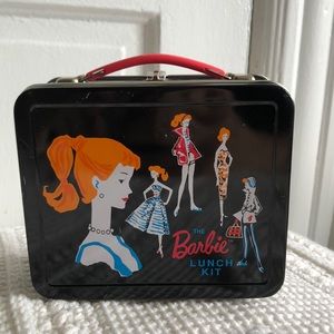 Vintage Mattel 1998 Barbie Small Square Hard Shell Metal Lunch box Purse